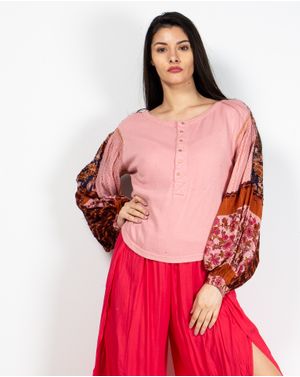 Bluza din bumbac cu maneci bufante N903928024