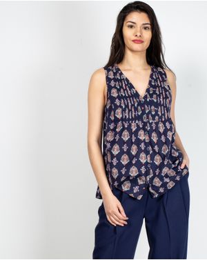 Bluza din bumbac cu nasturi si imprimeu  N903930001