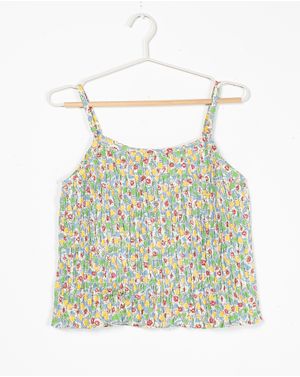 Top elastic din bumbac cu bretele subtiri si imprimeu N903739006