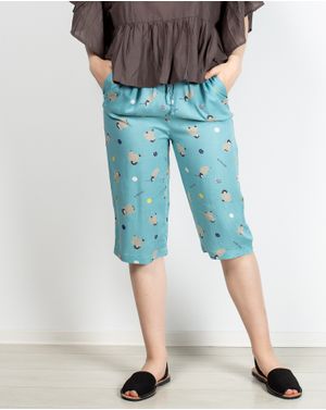 Pantaloni  subtiri cu talie elastica si imprimeu N903904016
