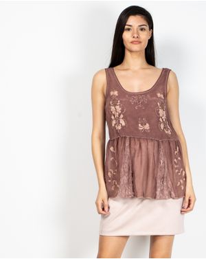 Bluza fara maneci cu dantela si aplicatii N903320009