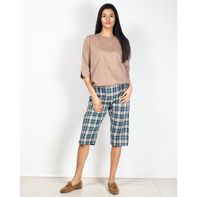 Pantaloni-trei-sferturi-din-bumbac-cu-carouri-N904146014