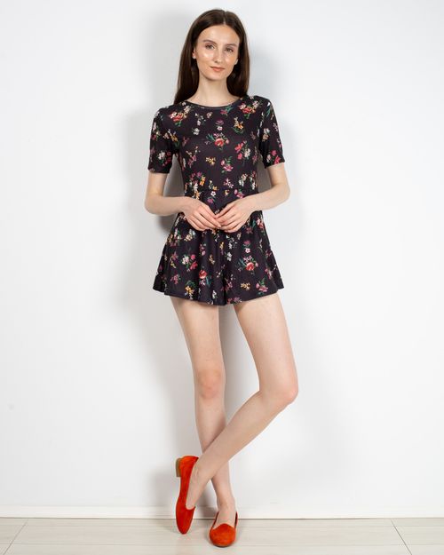 Salopeta cu imprimeu floral si maneca scurta 2112501026