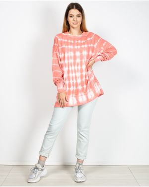 Bluza din bumbac cu model batik si fante laterale N904319009