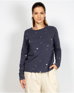 Bluza din bumbac cu imprimeu si maneca lunga N904319052