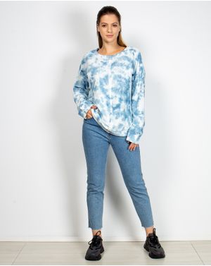 Bluza din bumbac cu maneca lunga si model batik N904319086