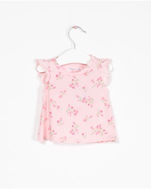 Tricou din bumbac cu volane si imprimeu pentru bebelusi 22NET07002