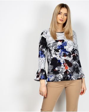 Bluza cu maneci evazate si imprimeu 2120108082