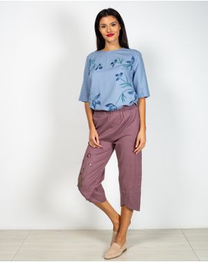 Pantaloni trei sferturi cu talie elastica N904638017