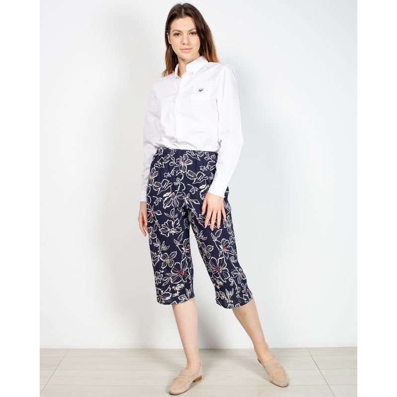 Pantaloni-trei-sferturi-din-bumbac-imprimeu-floral-si-talie-elastica-N904638016