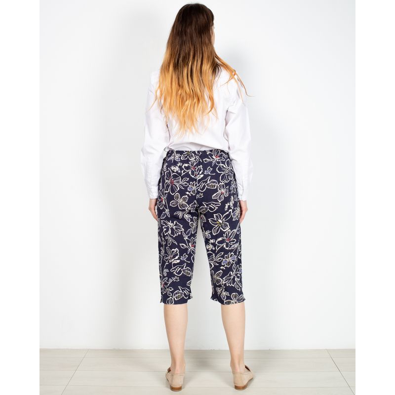 Pantaloni-trei-sferturi-din-bumbac-imprimeu-floral-si-talie-elastica-N904638016