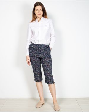 Pantaloni trei sferturi din bumbac cu buzunare si imprimeu N904638018