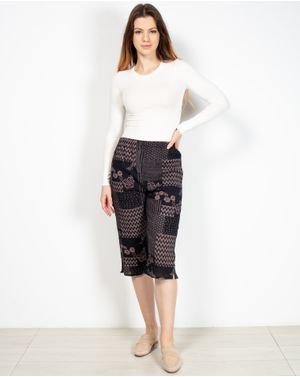 Pantaloni  subtiri  din bumbac cu talie elastica si imprimeu  N904638025