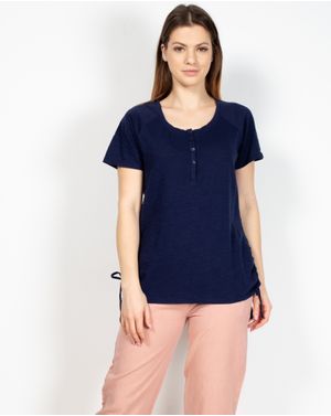 Tricou casual din bumbac si nasturi la baza gatului  N904523008