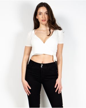 Bluza crop petrecuta cu cordon 22NET23010