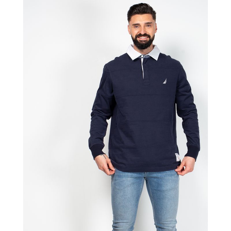 Bluza-din-bumbac-cu-guler-tip-camasa-pentru-barbati-N904501001