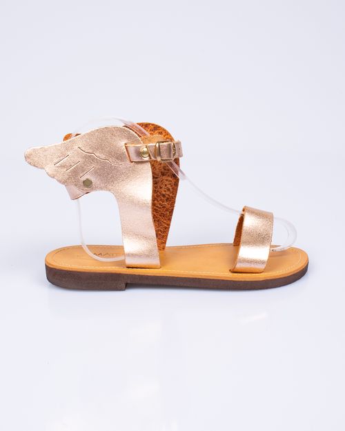 Sandale grecesti din piele naturala cu aspect metalizat pentru fete 22THO01006