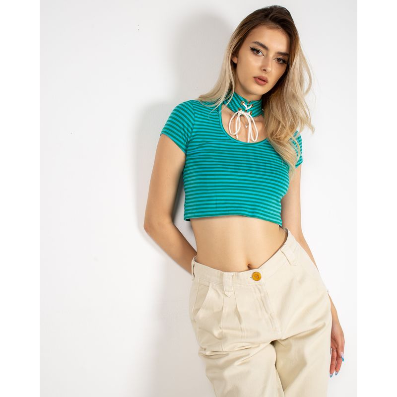 Tricou-crop-din-bumbac-cu-dungi-N904125005