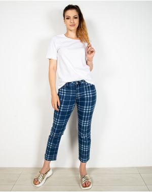 Jeans cu fermoar metalic si carouri 22BRA01022