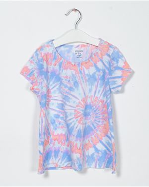 Tricou din bumbac cu efect tie-dye si maneca scurta pentru fete N200506011
