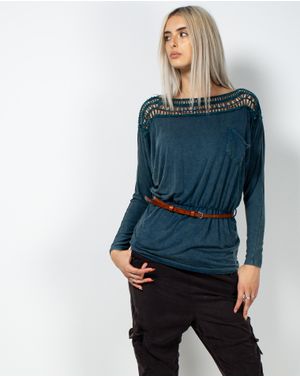 Bluza casual cu bust elastic si buzunar atasat 22AVI20092