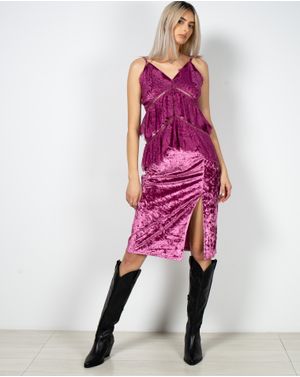 Rochie eleganta din catifea cu volane din dantela 22AXE01179