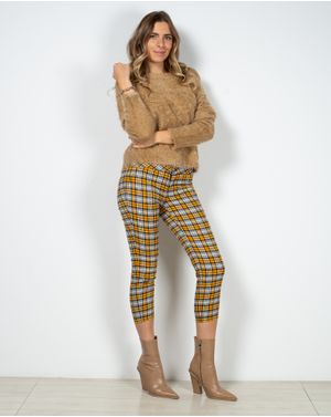 Pantaloni in carouri cu talie inalta 22ITT50015