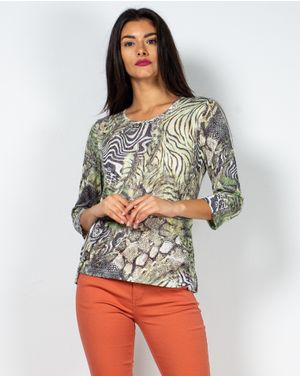 Bluza cu maneca trei sferturi si imprimeu 22BRA02056