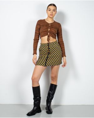 Fusta scurta cu imprimeu si fermoar frontal 22BRA01283