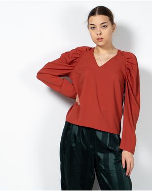 Bluza uni cu maneci bufante pentru femei 22BRA01293