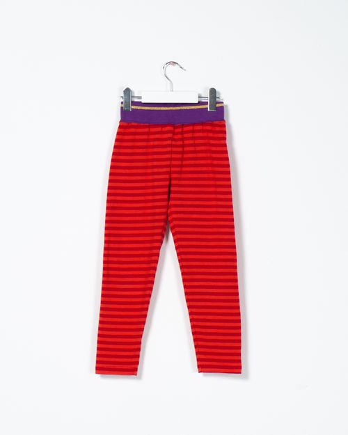 Pantaloni din bumbac cu dungi si banda elastica in talie pentru fete 22VAT05023