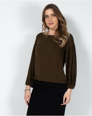 Bluza tricotata fin cu maneci bufante 23DOV01030