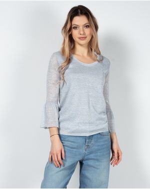 Bluza tricotata cu maneci clopot si insertii metalizate 23DOV01040