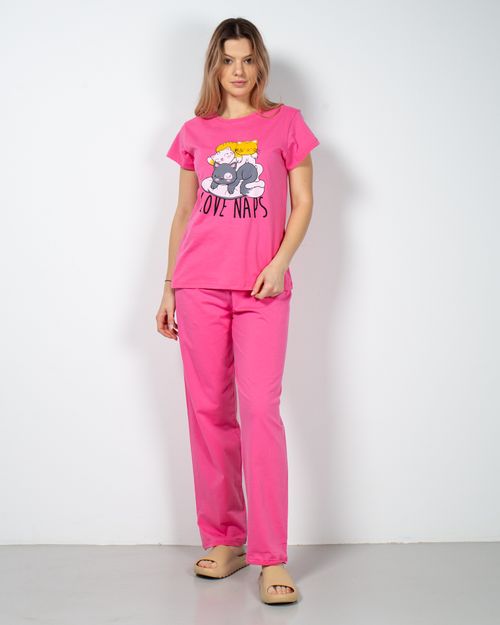 Pijamale din bumbac cu imprimeu si talie elastica 23MUR01010