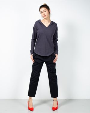 Pantaloni din bumbac cu talie inalta 23ALN17002