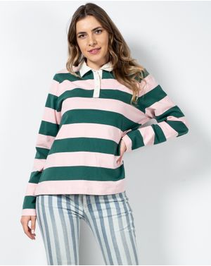 Bluza casual din bumbac cu guler si dungi N201101004
