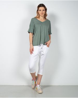 Pantaloni cu tur lasat si talie elastica 23ALN58004