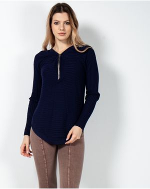 Pulover tricotat cu fermoar partial 23LGD01047