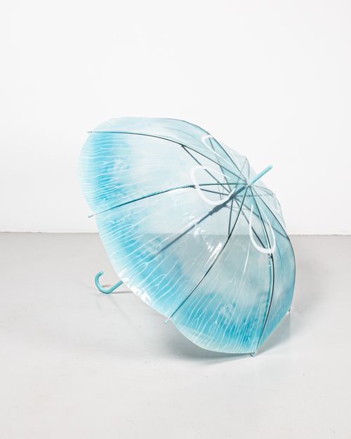 Umbrela transparenta cu model bleu