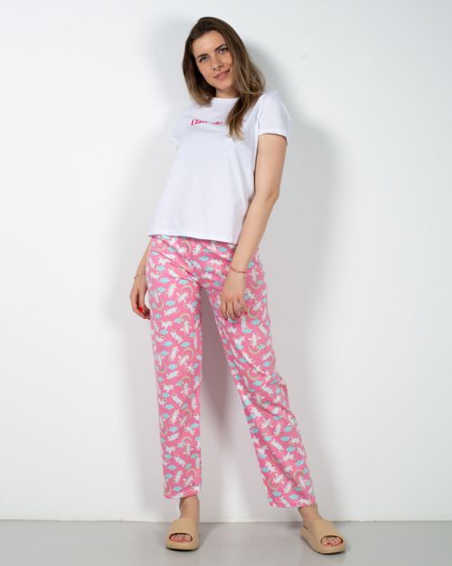 Pantaloni de pijama din bumbac cu imprimeu 23MUR13011