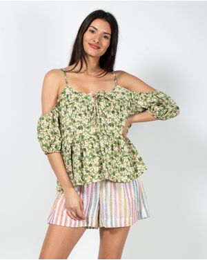 Bluza cu imprimeu floral si umerii goi 23TRI01009