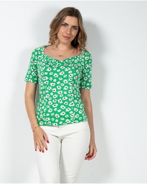 Bluza cu maneca scurta si imprimeu floral 23ALNA6001