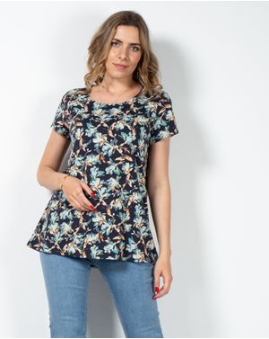 Bluza din bumbac cu imprimeu si maneca scurta N230342003