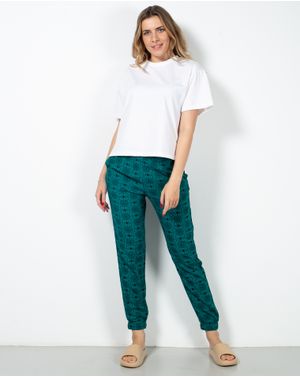 Pantaloni de casa cu imprimeu si talie elastica 23ITT28006