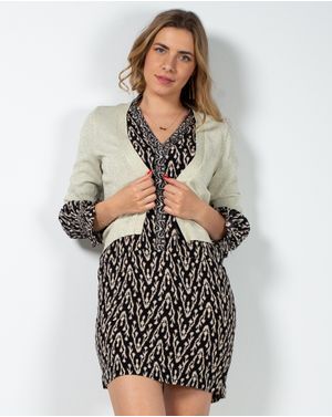 Cardigan comod cu fir metalizat si maneca trei sferturi 23ITT22009