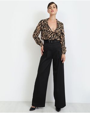 Pantaloni drepti DOCA cu talie inalta si curea 39041001