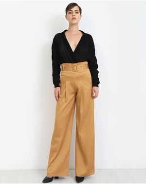 Pantaloni DOCA cu talie inalta si curea in talie 39043001