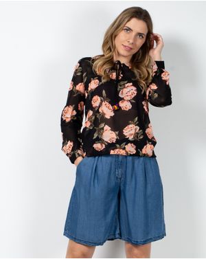 Bluza subtire cu imprimeu floral si maneca lunga N230530008
