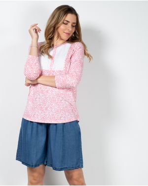 Bluza din bumbac cu nasturi la baza gatului N230514004