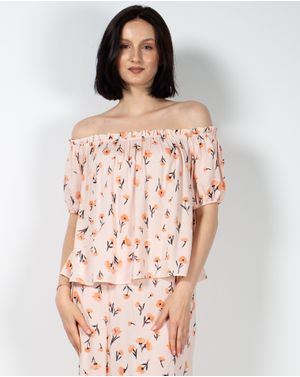 Bluza crop cu imprimeu si maneca scurta 23SMS01014